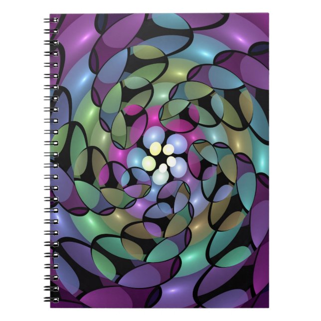 Colourful Movements Abstract Trippy Fractal Art Notebook (Front)