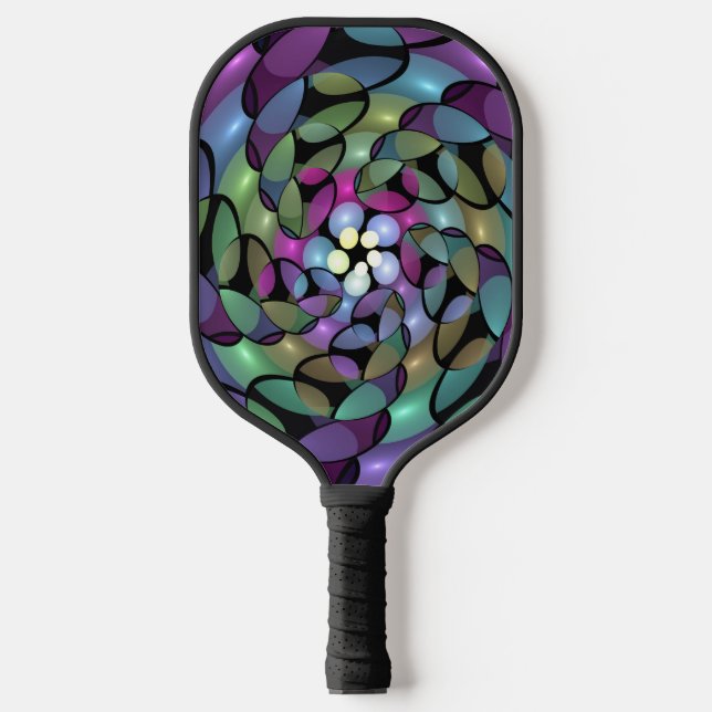 Colourful Movements Abstract Trippy Fractal Art Pickleball Paddle (Front)