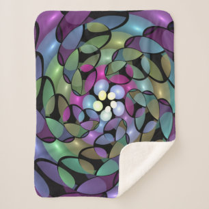 Colourful Movements Abstract Trippy Fractal Art Sherpa Blanket