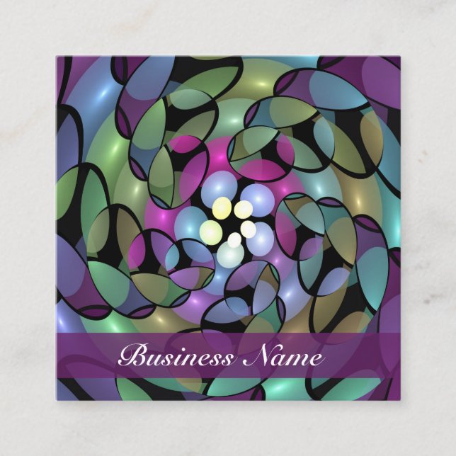 Colourful Movements Abstract Trippy Fractal Art Square Business Card (Front)