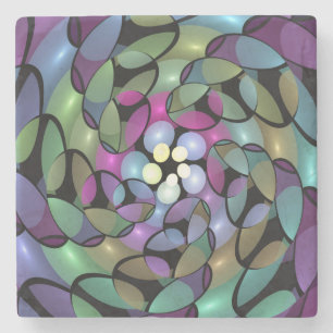 Colourful Movements Abstract Trippy Fractal Art Stone Coaster