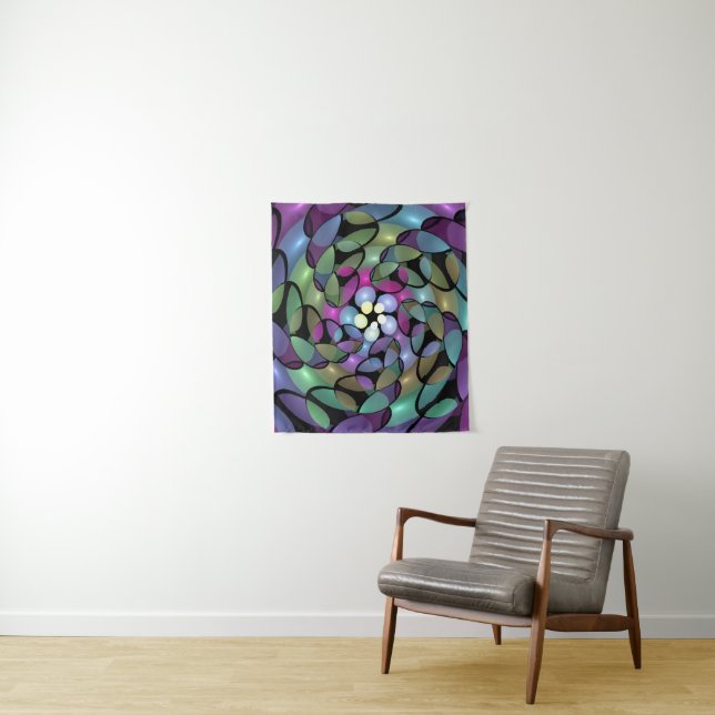 Colourful Movements Abstract Trippy Fractal Art Tapestry (In Situ)