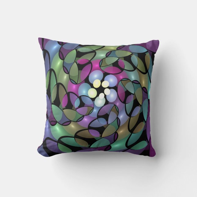 Colourful Movements Abstract Trippy Fractal Art Throw Pillow (Front)