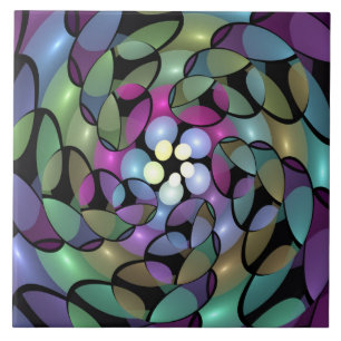 Colourful Movements Abstract Trippy Fractal Art Tile
