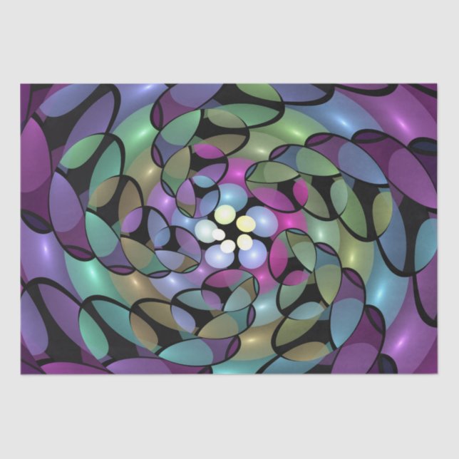Colourful Movements Abstract Trippy Fractal Art Tissue Paper (Front)