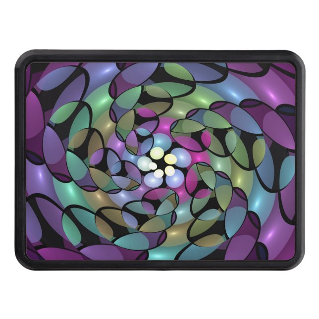 Colourful Movements Abstract Trippy Fractal Art Trailer Hitch Cover (Front)