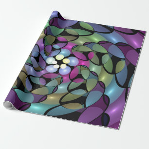 Colourful Movements Abstract Trippy Fractal Art Wrapping Paper