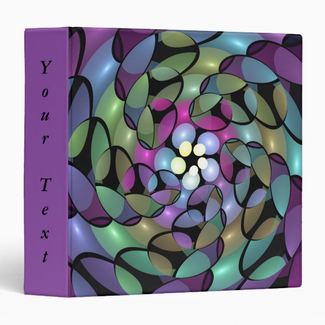 Colourful Movements Abstract Trippy Fractal Text Binder (Front/Spine)