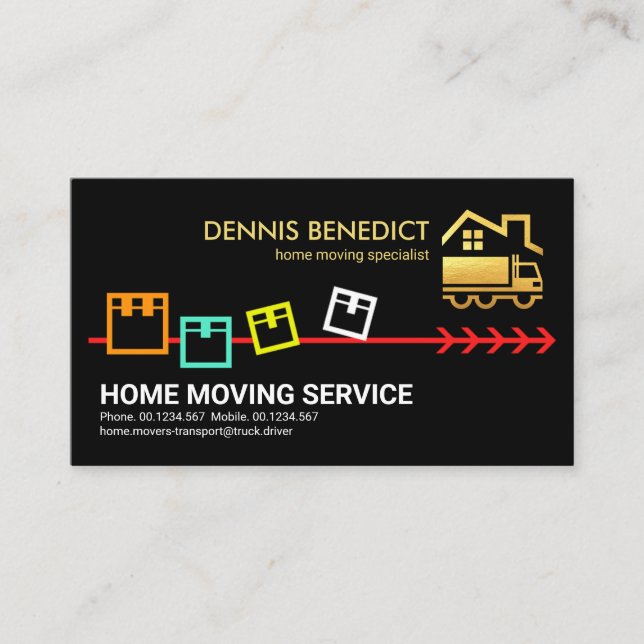 Colourful Moving Boxes Home Mover Business Card (Front)