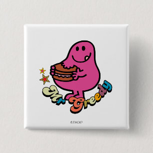 Colourful Mr. Greedy Eating 2 Inch Square Button