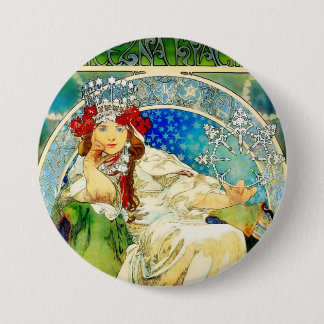 Colourful Mucha Princess Hyacinth 3 Inch Round Button