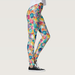 Colourful Multi Colour Circles Watercolor Pattern Leggings