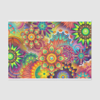 Colourful Multi Colour Floral Mandala Decoupage Tissue Paper