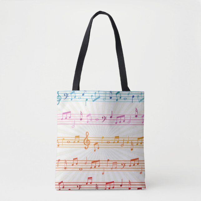 Colourful Multi colour Music note Musician Tote Bag (Front)