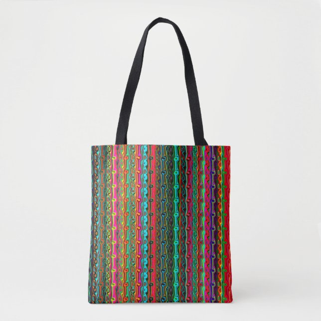 Colourful Multi-Colour Pattern Tote Bag (Front)