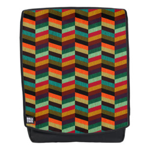 Colourful Multi-Coloured Herringbone Pattern Backpack