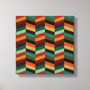 Colourful Multi-Coloured Herringbone Pattern Canvas Print