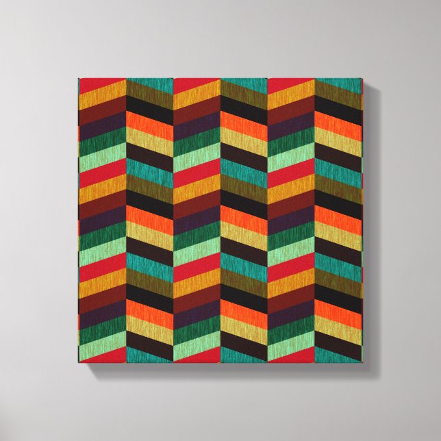 Colourful Multi-Coloured Herringbone Pattern Canvas Print (Front)