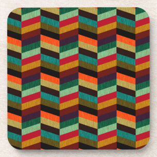 Colourful Multi-Coloured Herringbone Pattern Coaster