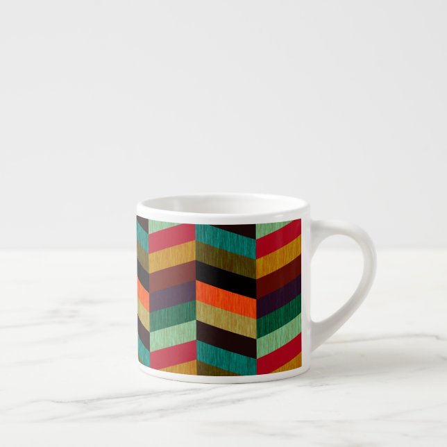 Colourful Multi-Coloured Herringbone Pattern Espresso Cup (Right)