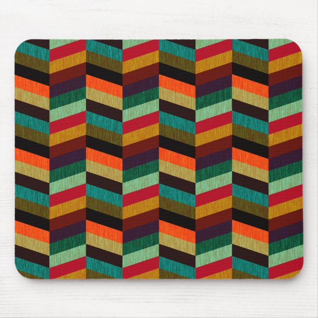 Colourful Multi-Coloured Herringbone Pattern Mouse Pad (Front)
