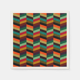 Colourful Multi-Coloured Herringbone Pattern Napkin