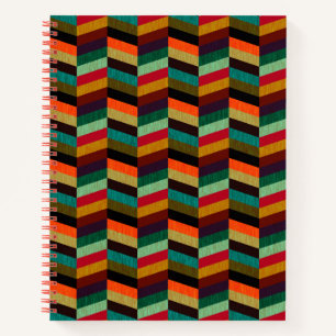 Colourful Multi-Coloured Herringbone Pattern Notebook