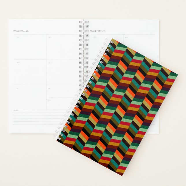 Colourful Multi-Coloured Herringbone Pattern Planner (Display)