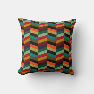 Colourful Multi-Coloured Herringbone Pattern Throw Pillow