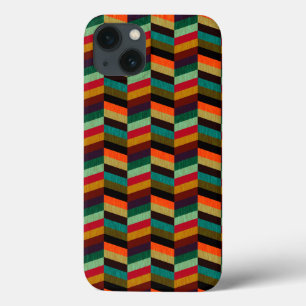 Colourful Multi-Coloured Herringbone Style Pattern iPhone 13 Case