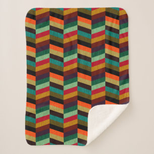 Colourful Multi-Coloured Herringbone Style Pattern Sherpa Blanket
