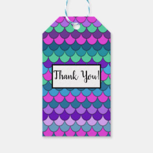Colourful Multi-Coloured Mermaid Birthday Party Gift Tags