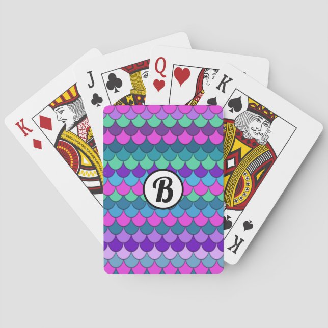 Colourful Multi-Coloured Mermaid Girls Personalize Playing Cards (Back)