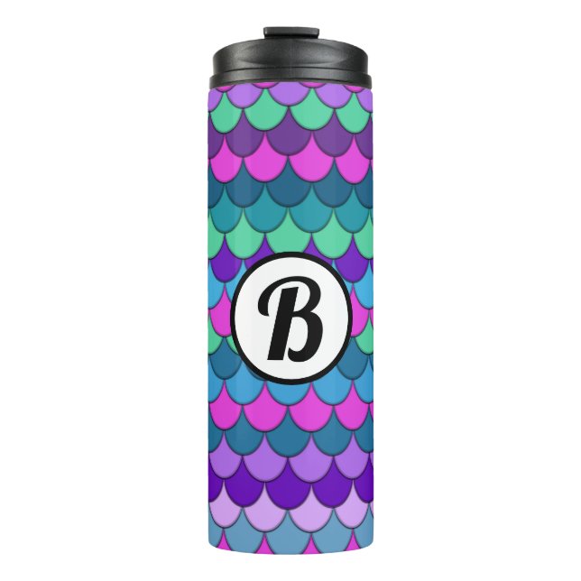 Colourful Multi-Coloured Mermaid Thermal Tumbler (Front)