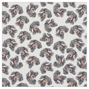 Colourful multi cute Dachshund art Fabric