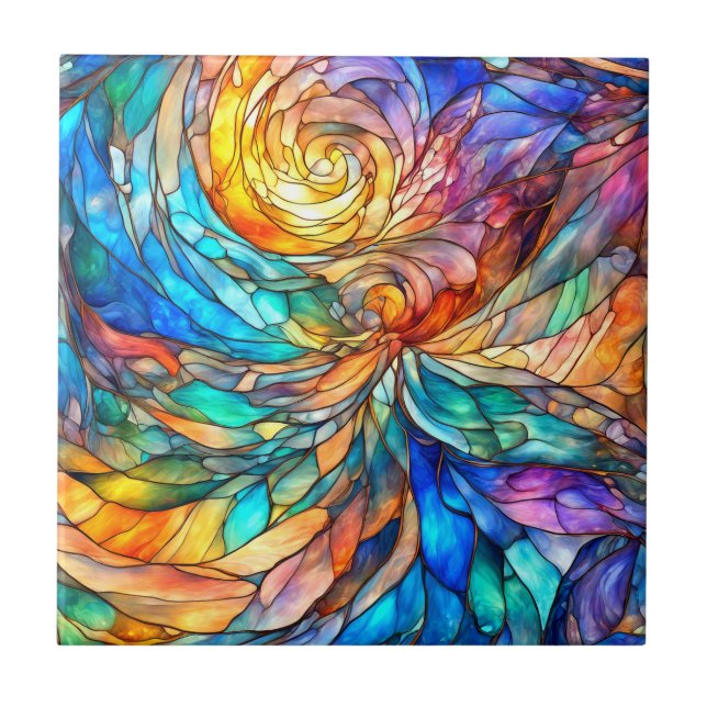Colourful multicolor Abstract 75 twist Tile (Front)