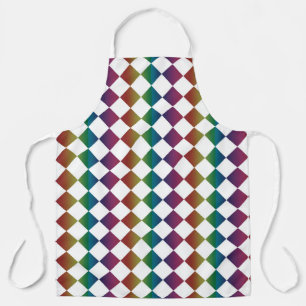 Colourful Multicolor Diamond Harlequin Chequered Apron