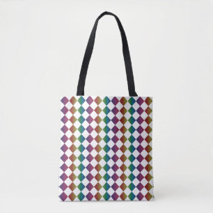 Colourful Multicolor Diamond Harlequin Chequered Tote Bag