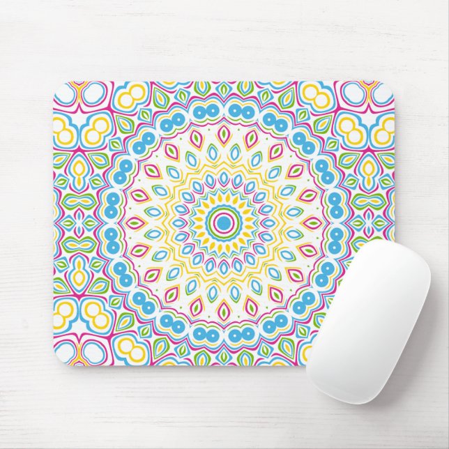 Colourful Multicolor Mandala Pattern Mouse Pad (With Mouse)