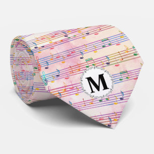 Colourful Multicolor Music Note  Monogram Musician Tie