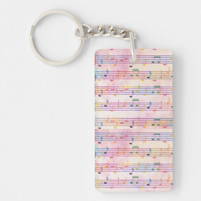 Colourful Multicolor Music Note Musician   Keychain (Front)