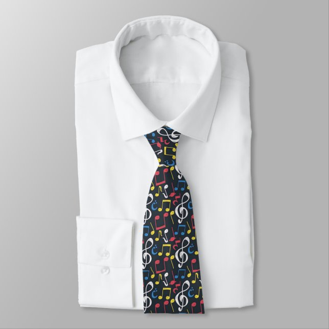 Colourful Multicolor Music Note Tie (Tied)
