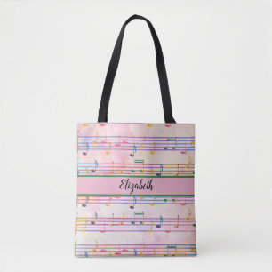 colourful multicolor music note tote bag