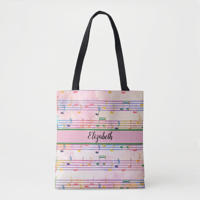 colourful multicolor music note tote bag (Front)