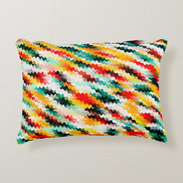 Colourful Multicolored Abstract Pattern Accent Pillow (Front)