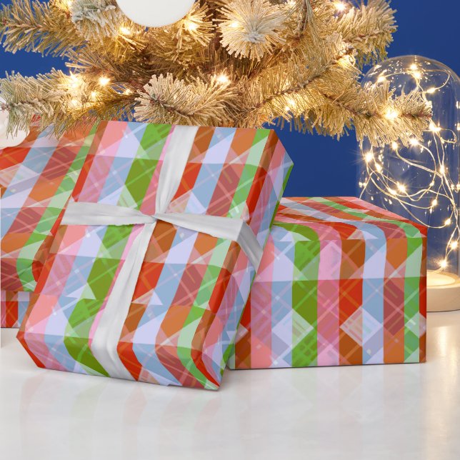 Colourful Multicolored Cheerful Striped  Wrapping Paper (Holidays)