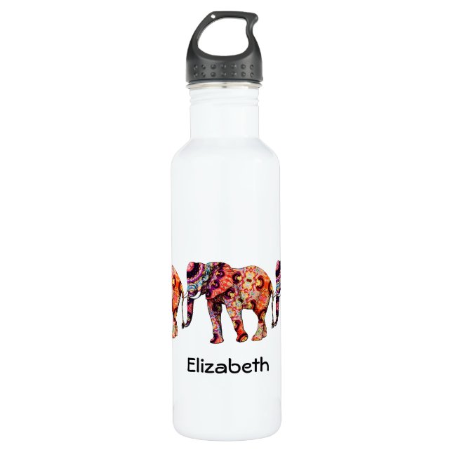 Colourful Multicolored Elephants 710 Ml Water Bottle (Front)