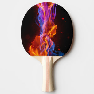 Colourful multicolored flames ping pong paddle