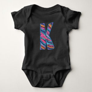 Colourful Multicolored Letter K as in Kay Baby Bodysuit