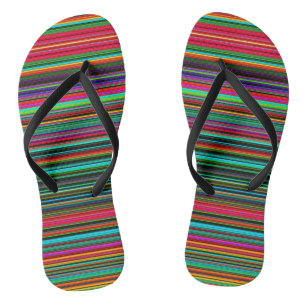Colourful Multicolored Pattern Flip Flops
